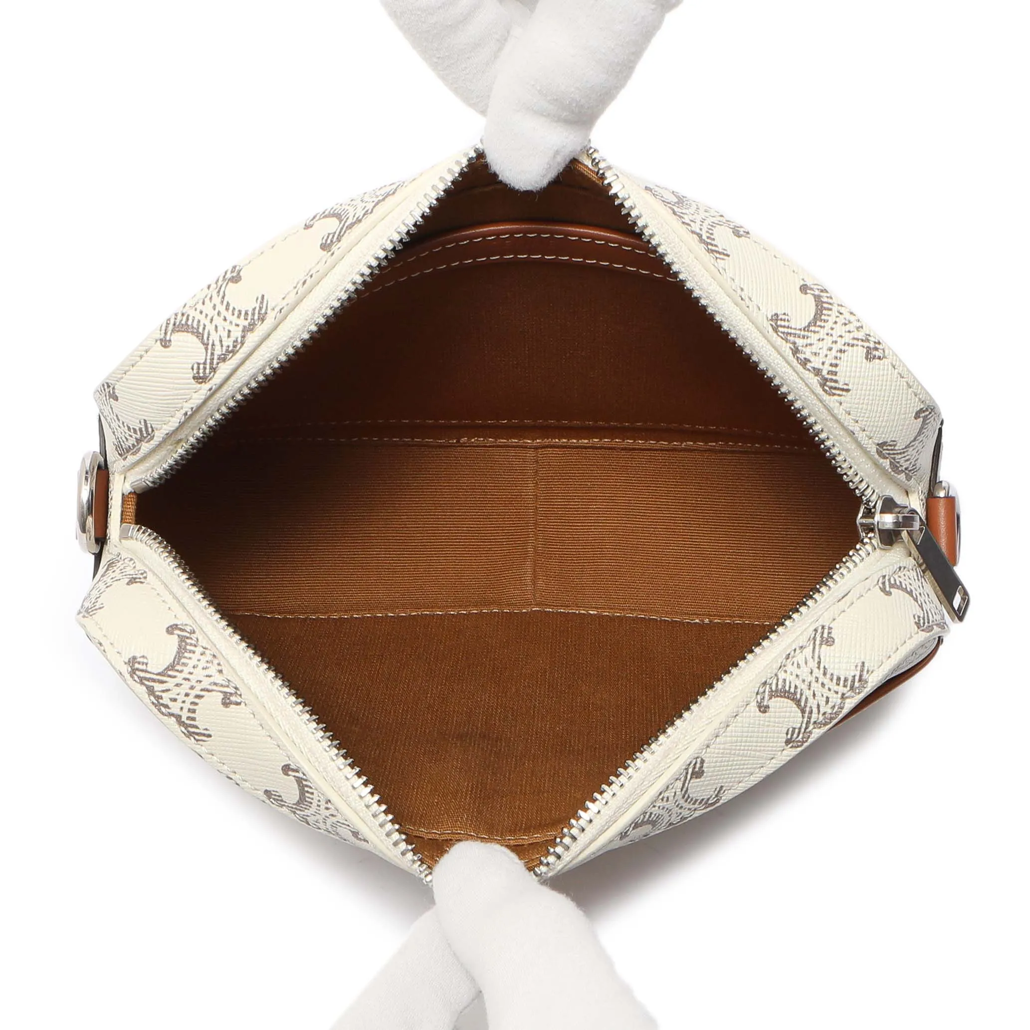 Celine White Triomphe Canvas Small Messenger
