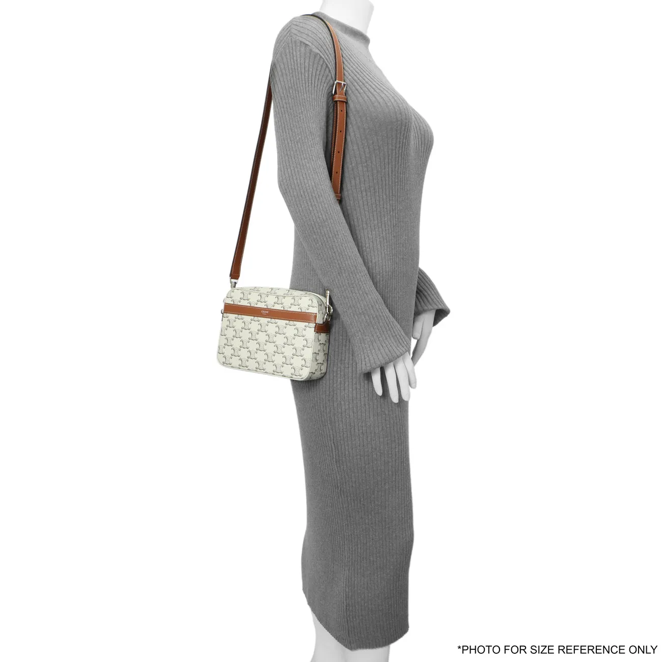 Celine White Triomphe Canvas Small Messenger
