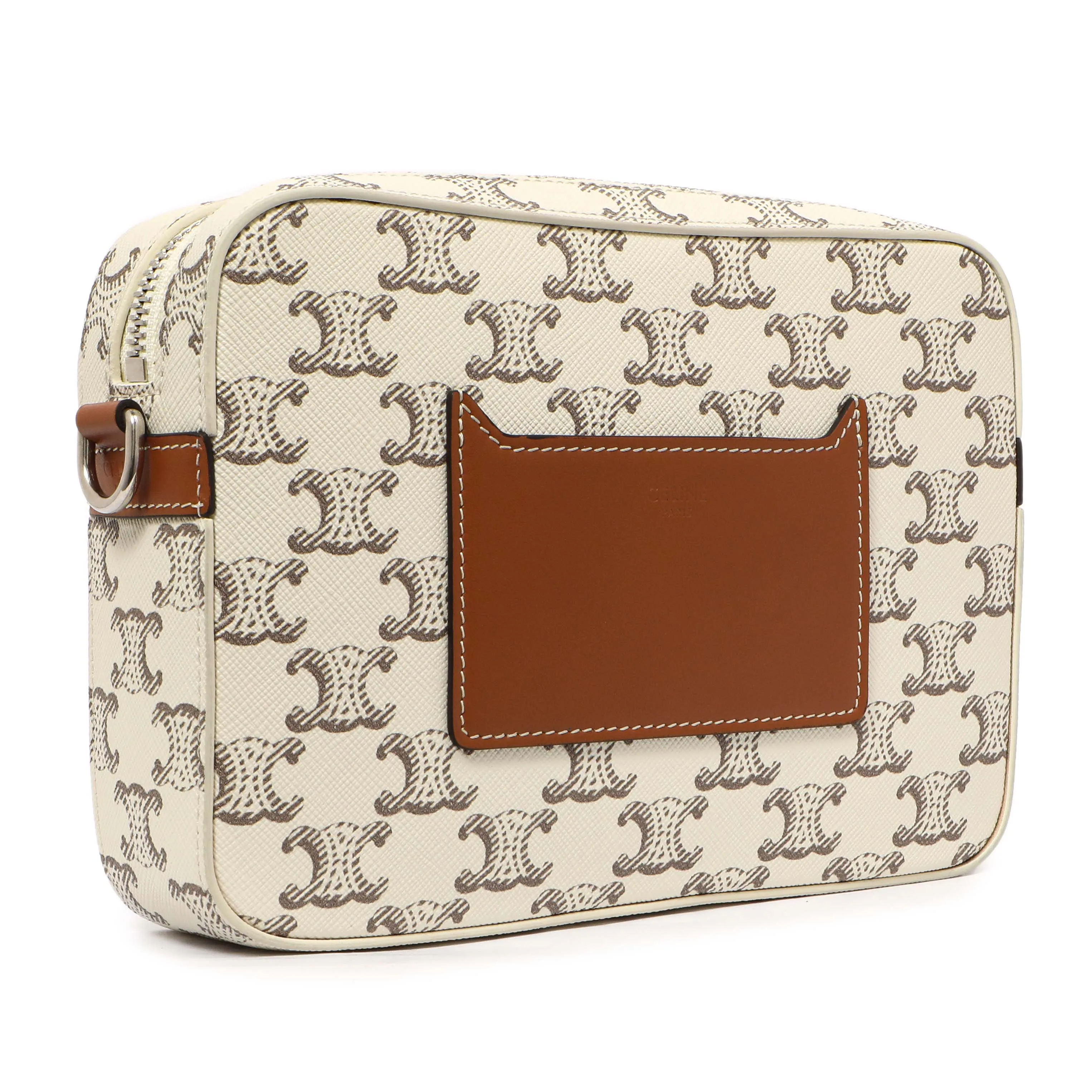 Celine White Triomphe Canvas Small Messenger