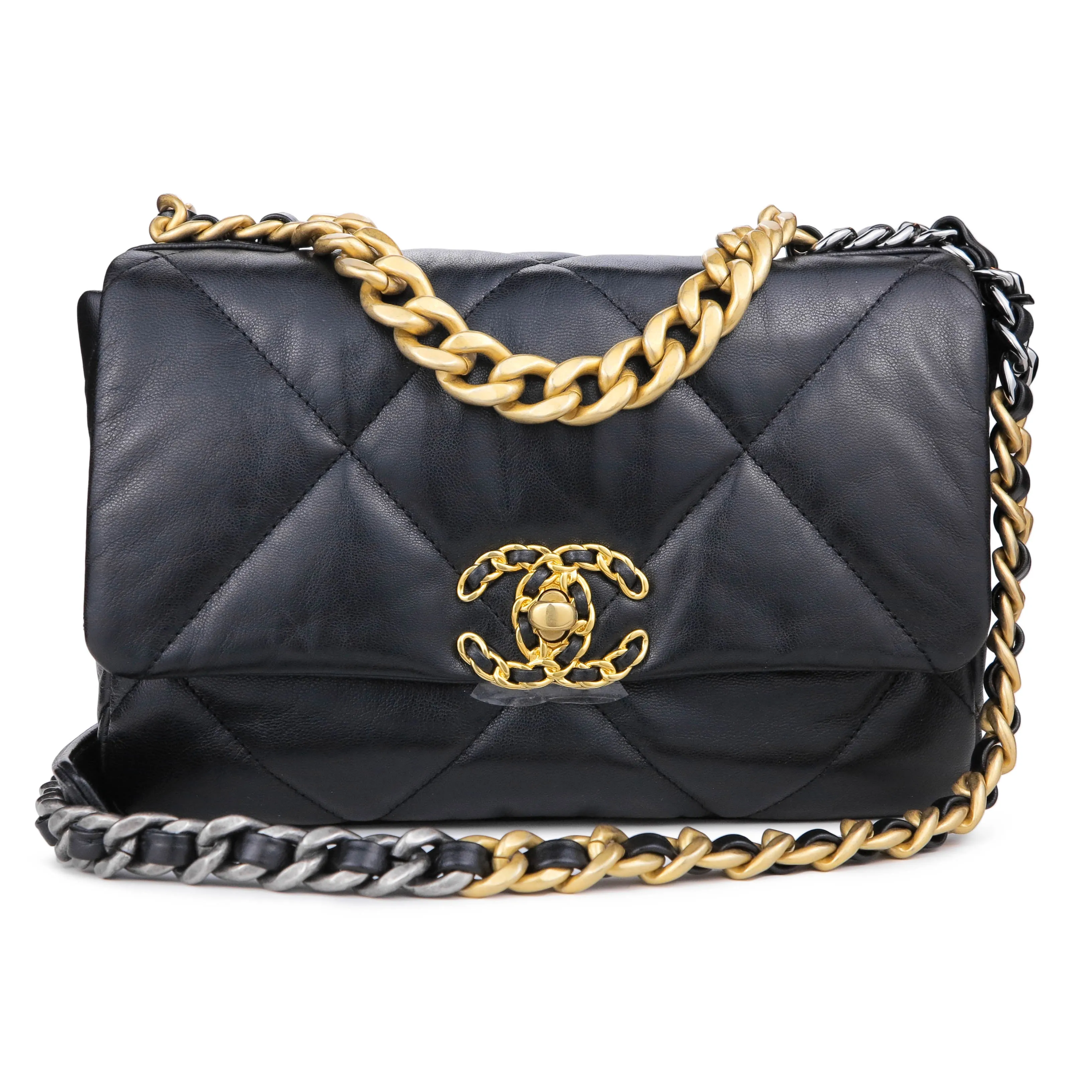 CHANEL 19 Small Flap Bag in Black Goatskin