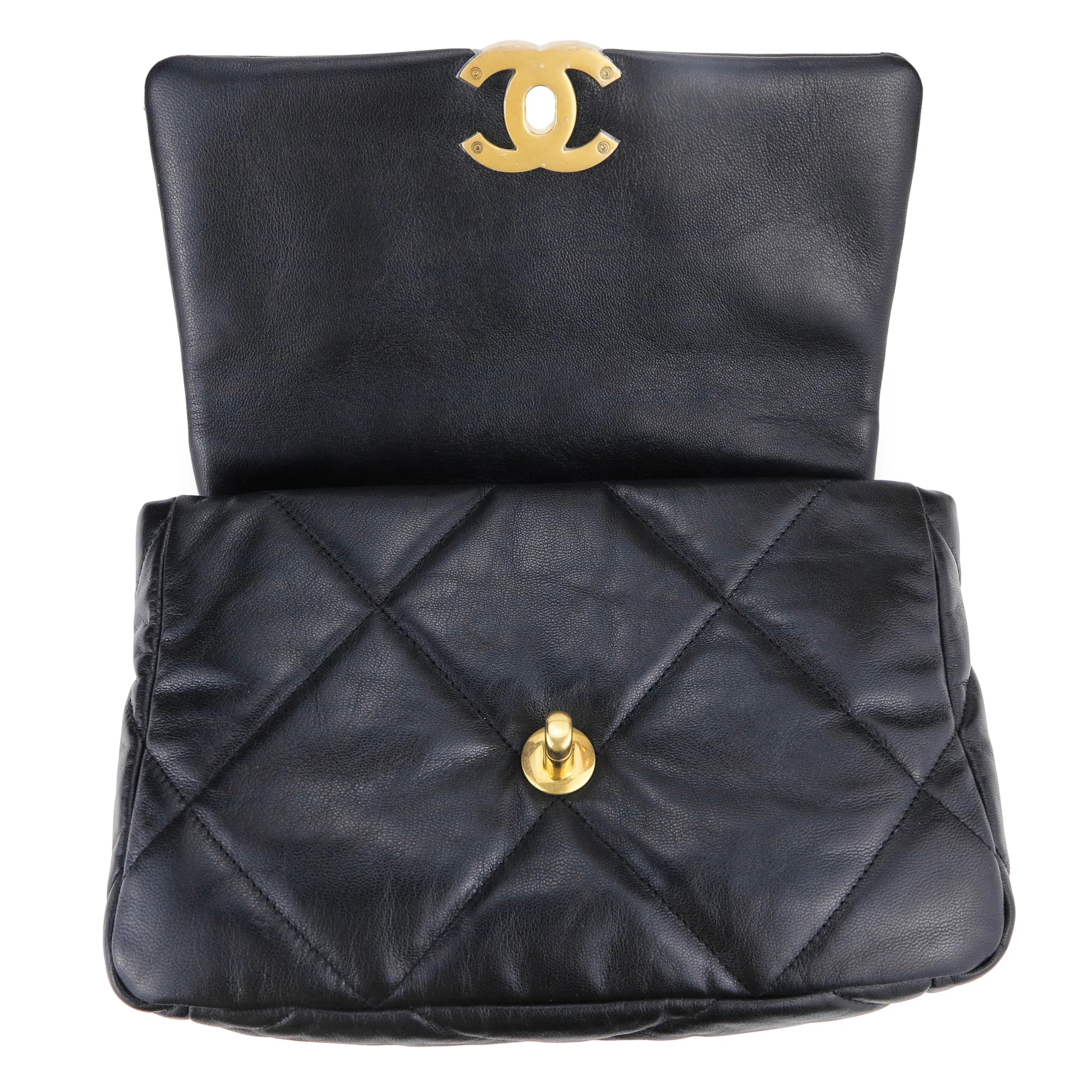 CHANEL 19 Small Flap Bag in Black Goatskin