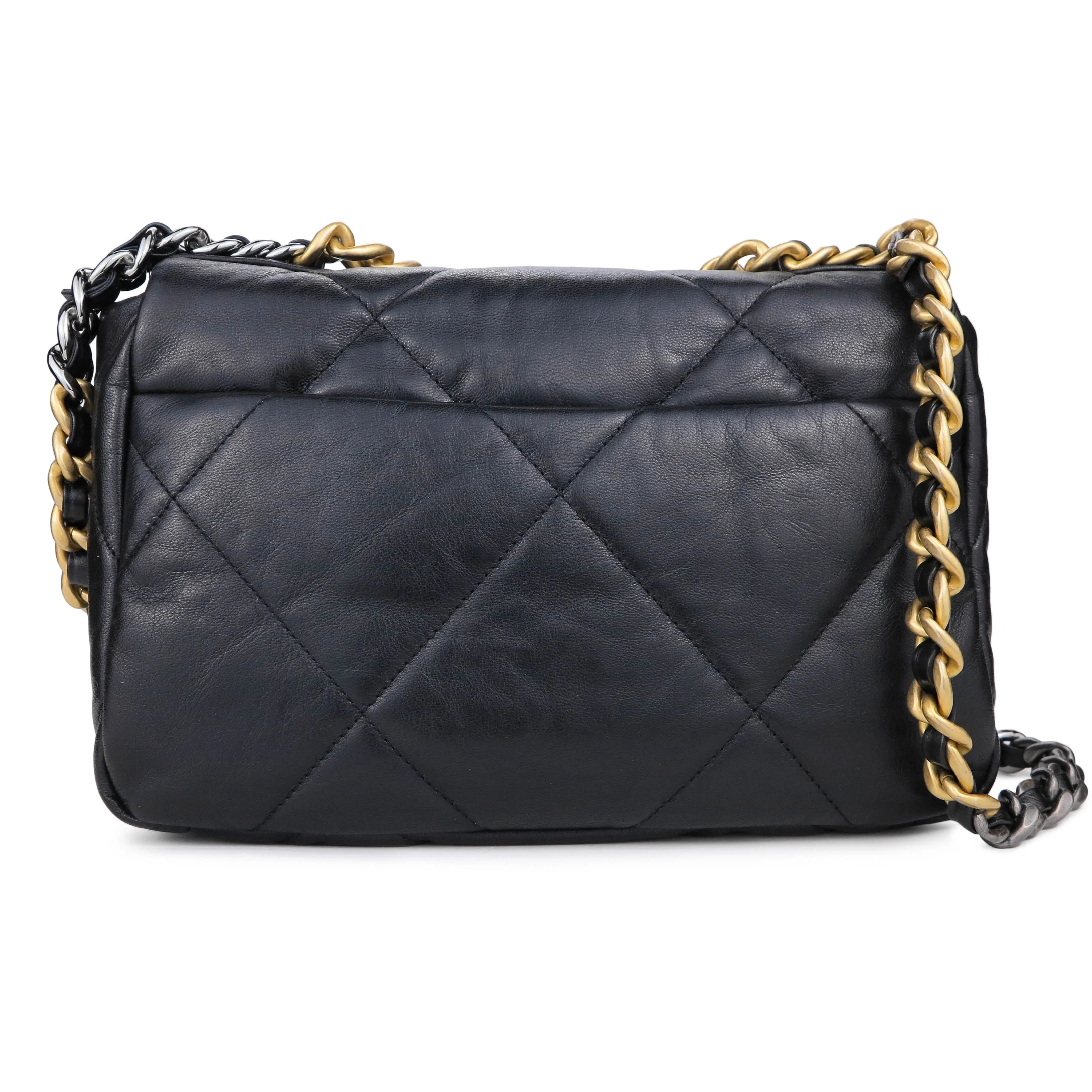 CHANEL 19 Small Flap Bag in Black Goatskin