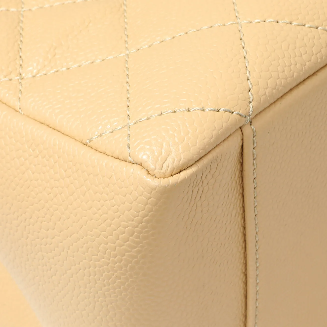 Chanel Beige Quilted Caviar Grand Shopping Tote GST