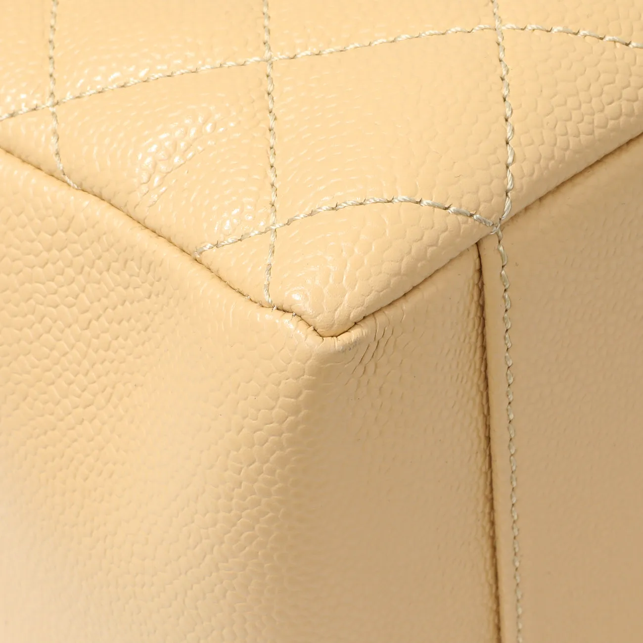 Chanel Beige Quilted Caviar Grand Shopping Tote GST