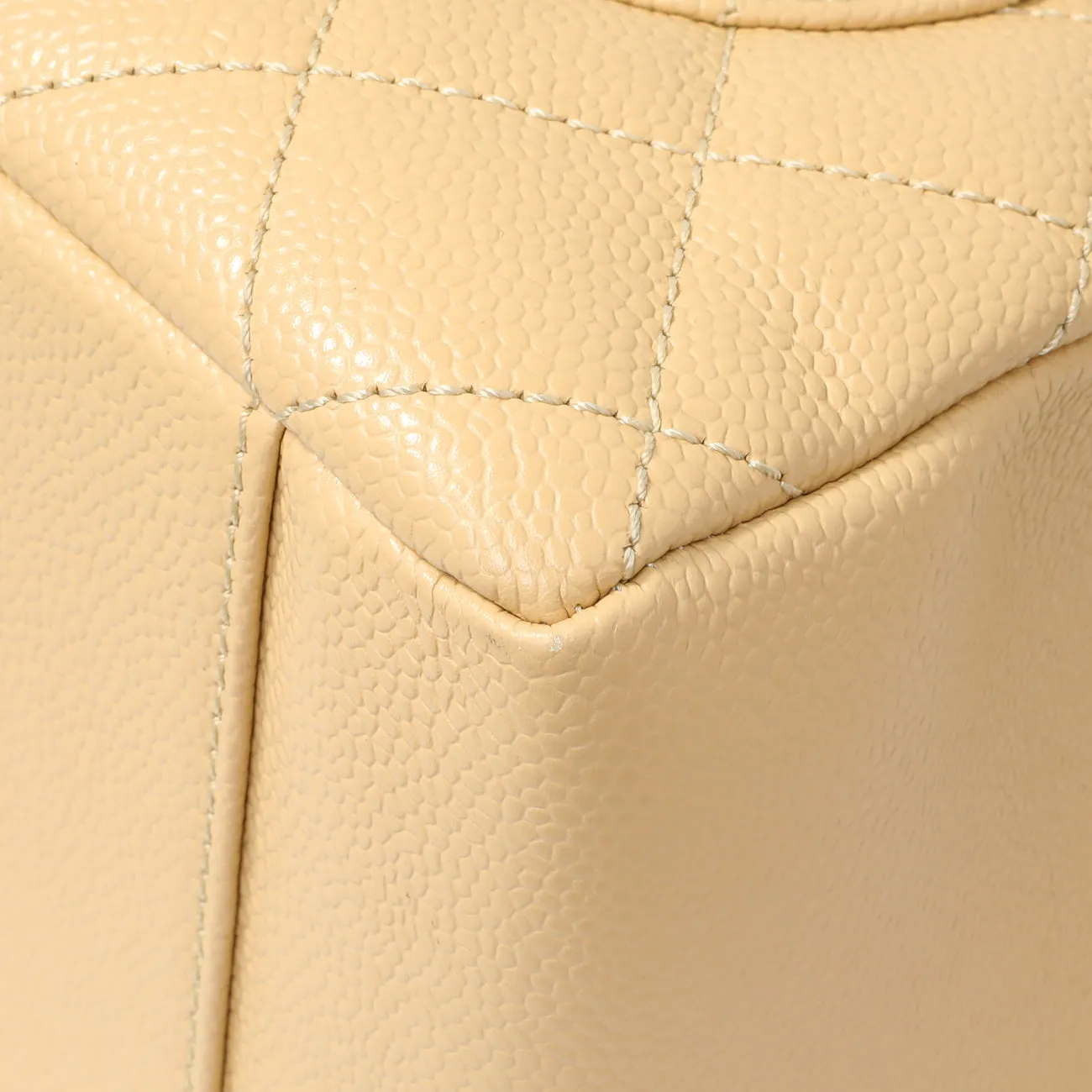 Chanel Beige Quilted Caviar Grand Shopping Tote GST