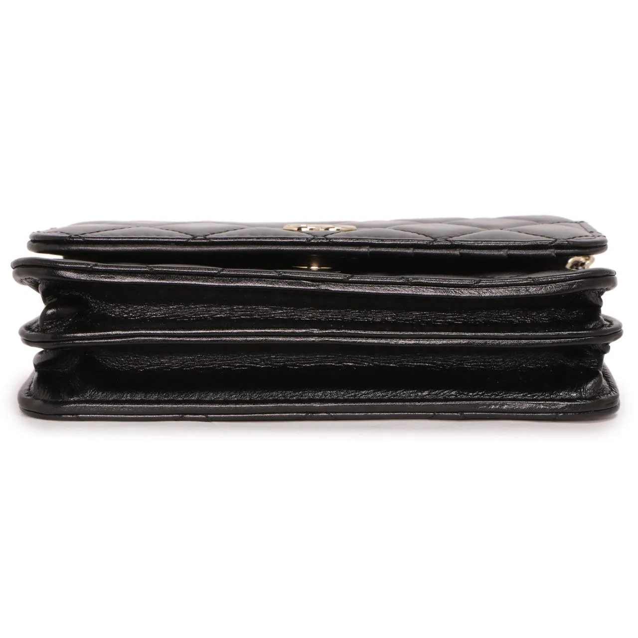 Chanel Black Quilted Calfskin Mini Maxi Pearls Wallet On Chain WOC