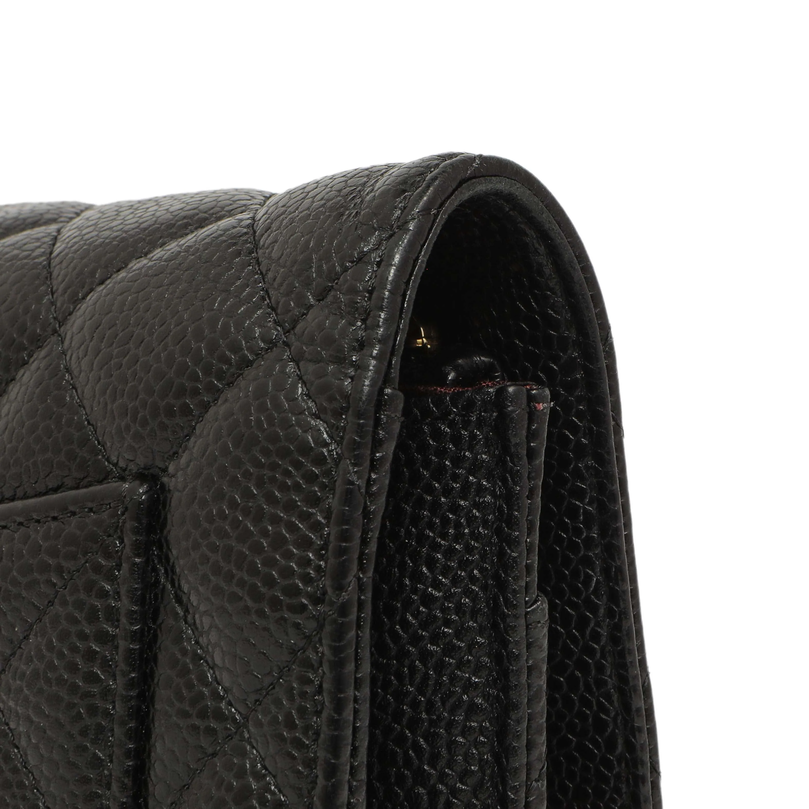Chanel Black Quilted Caviar Classic Wallet on Chain WOC