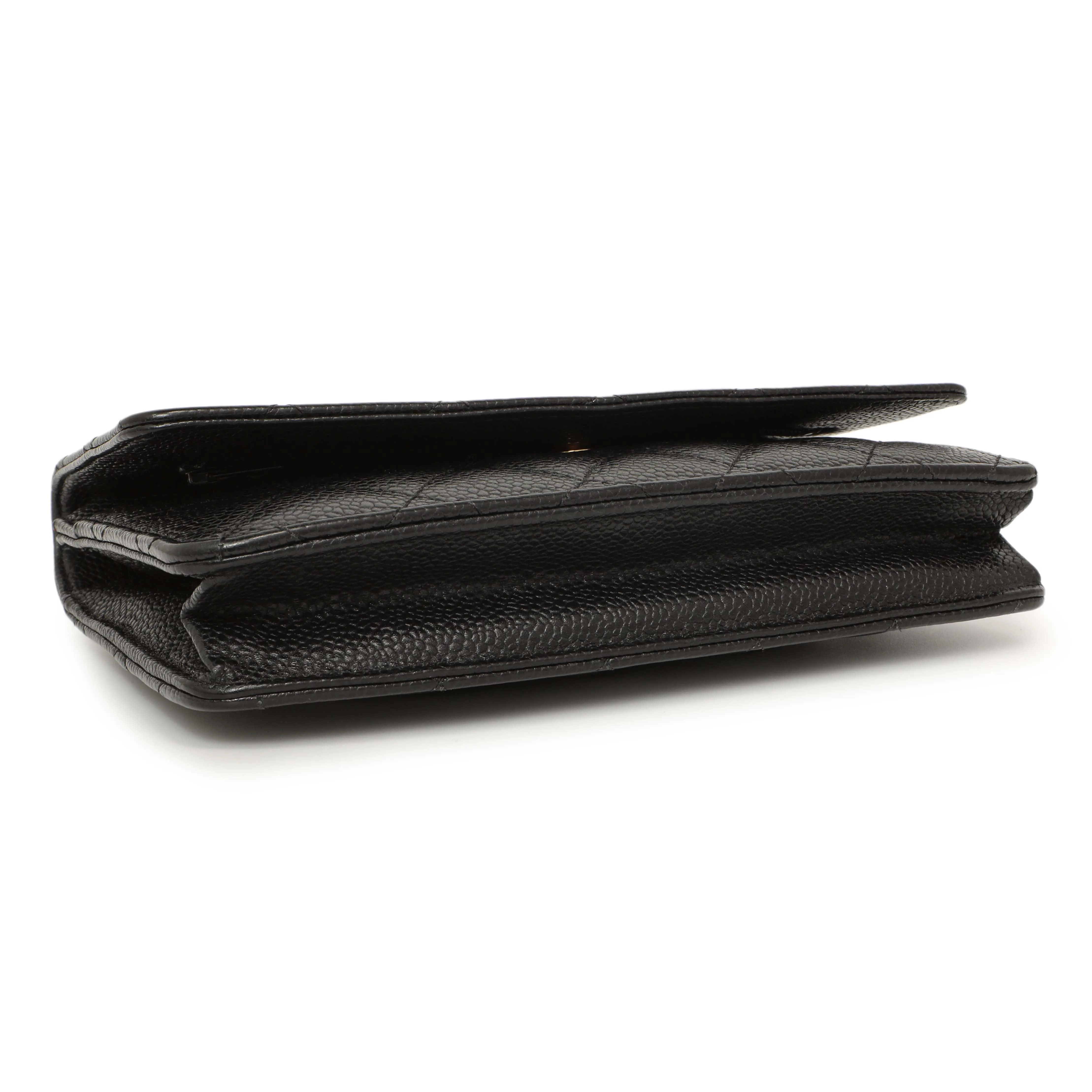 Chanel Black Quilted Caviar Classic Wallet on Chain WOC