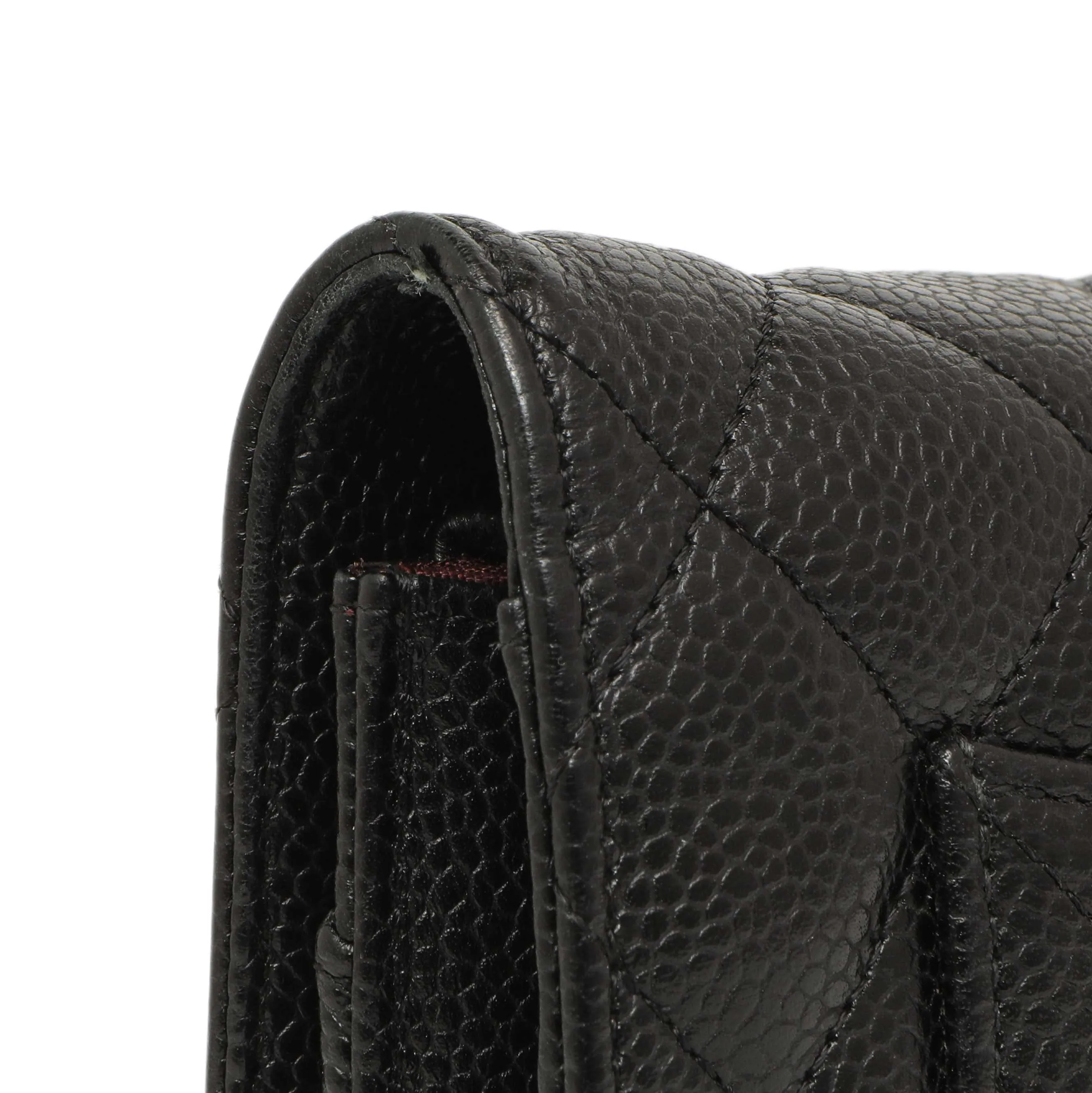 Chanel Black Quilted Caviar Classic Wallet on Chain WOC