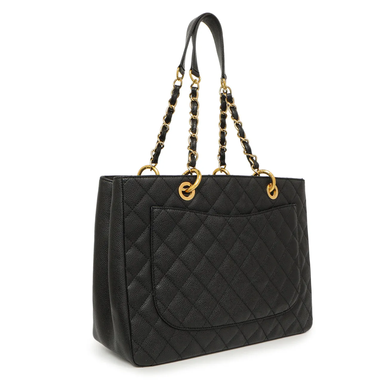 Chanel Black Quilted Caviar Grand Shopping Tote GST