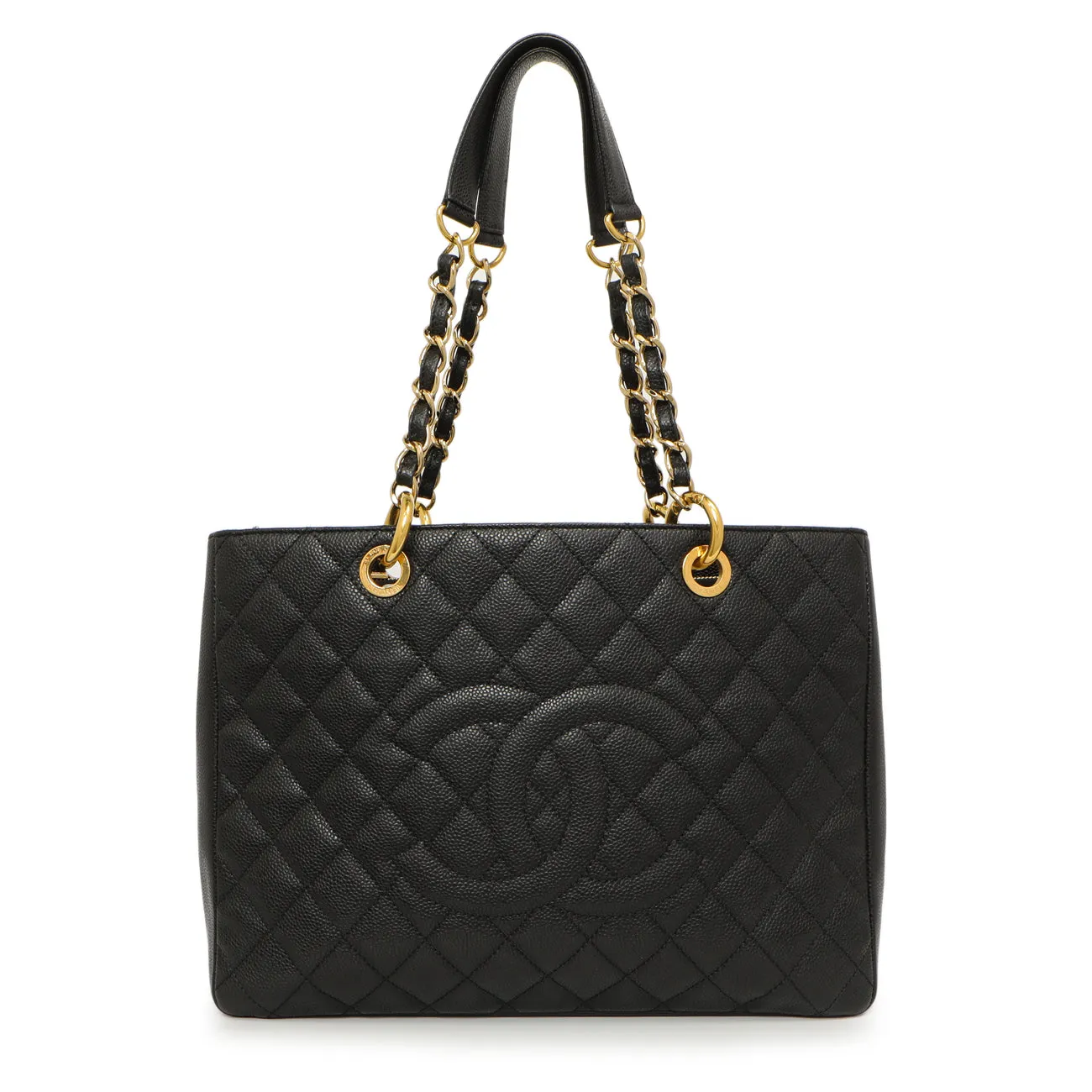 Chanel Black Quilted Caviar Grand Shopping Tote GST