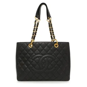 Chanel Black Quilted Caviar Grand Shopping Tote GST