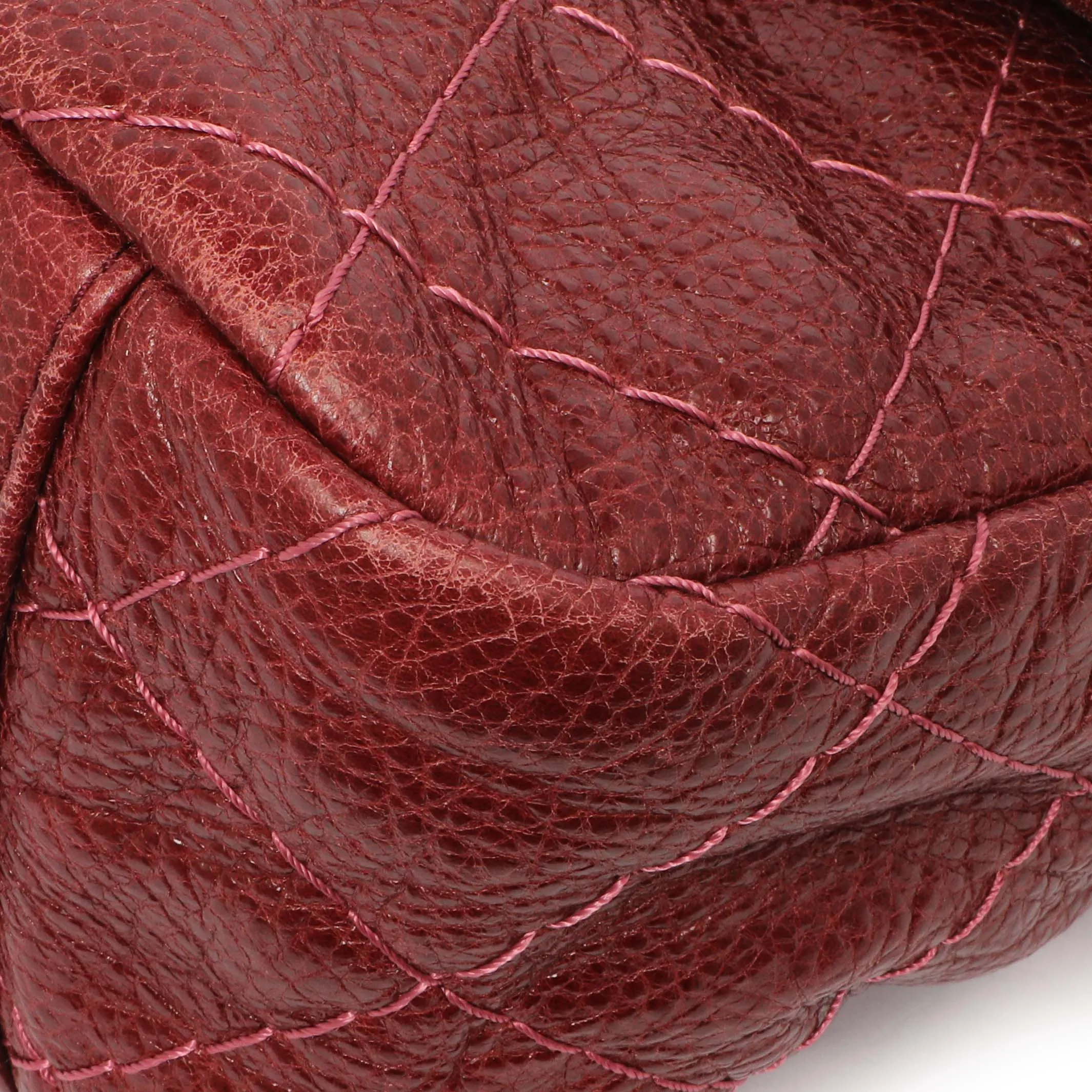 Chanel Burgundy Glazed Calfskin On The Road Flap