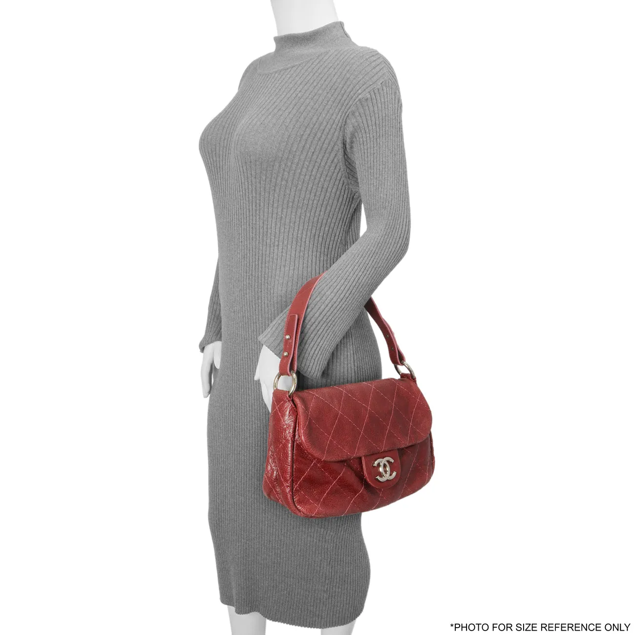 Chanel Burgundy Glazed Calfskin On The Road Flap