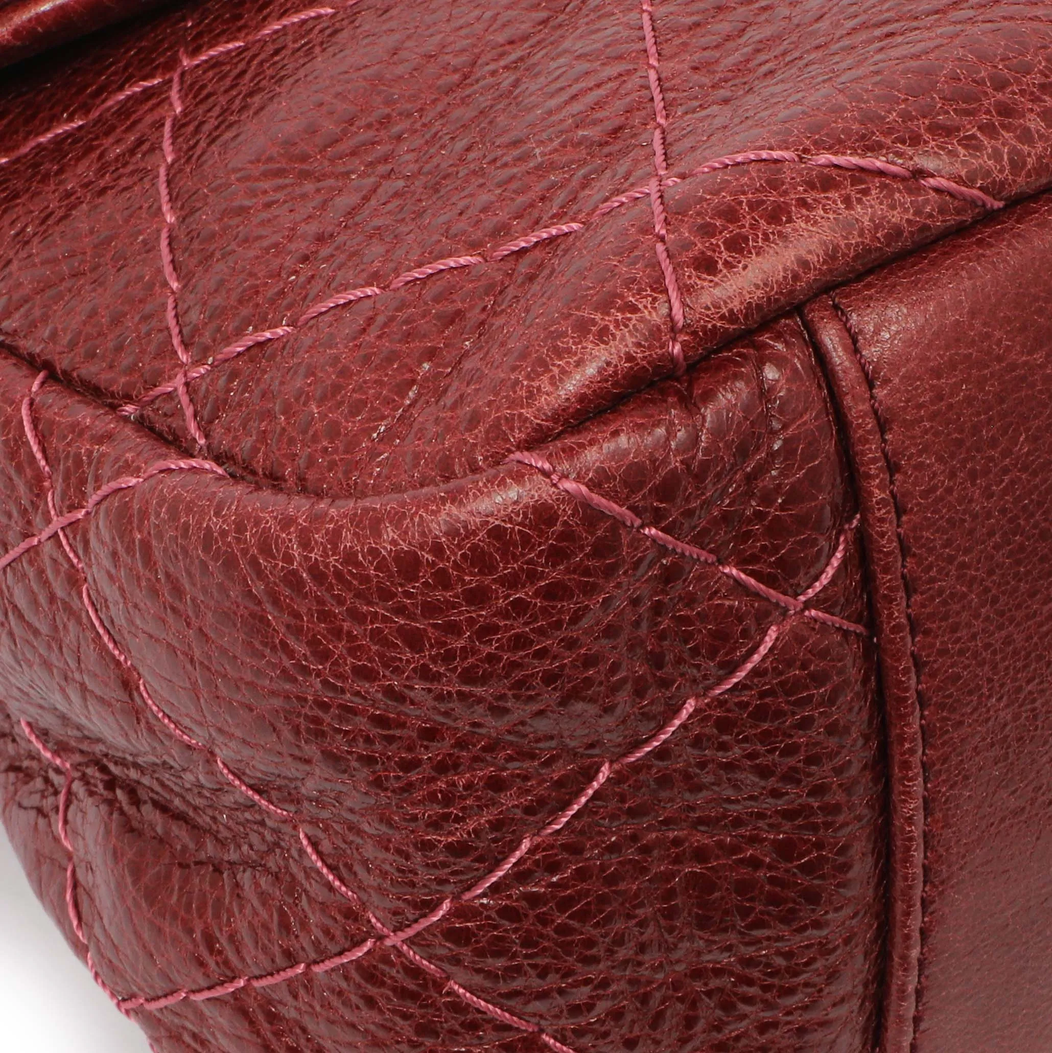 Chanel Burgundy Glazed Calfskin On The Road Flap
