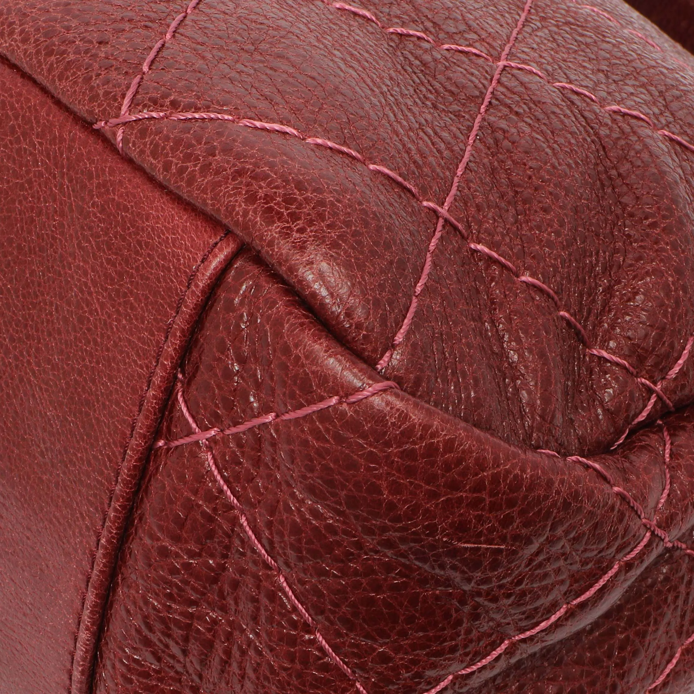 Chanel Burgundy Glazed Calfskin On The Road Flap