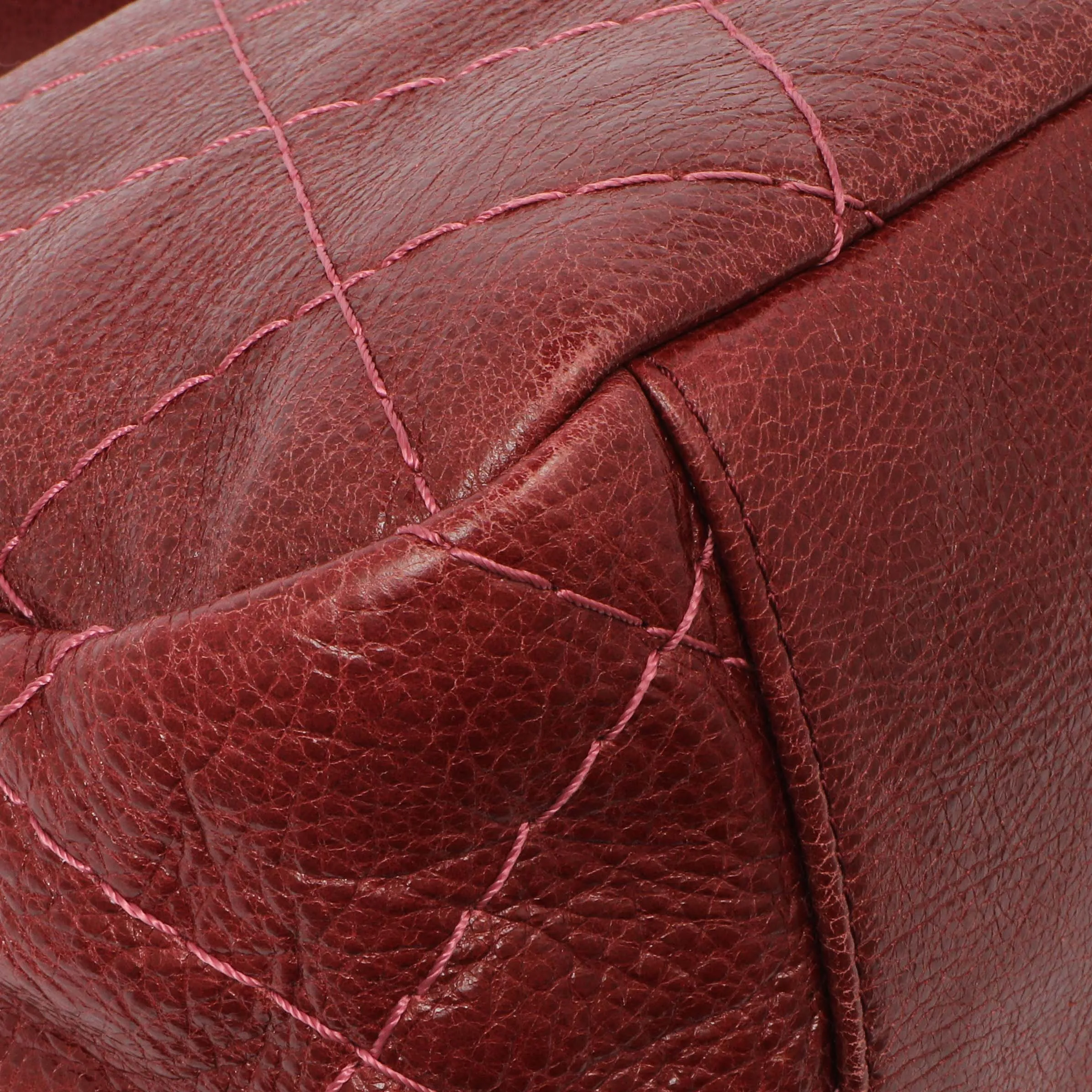 Chanel Burgundy Glazed Calfskin On The Road Flap