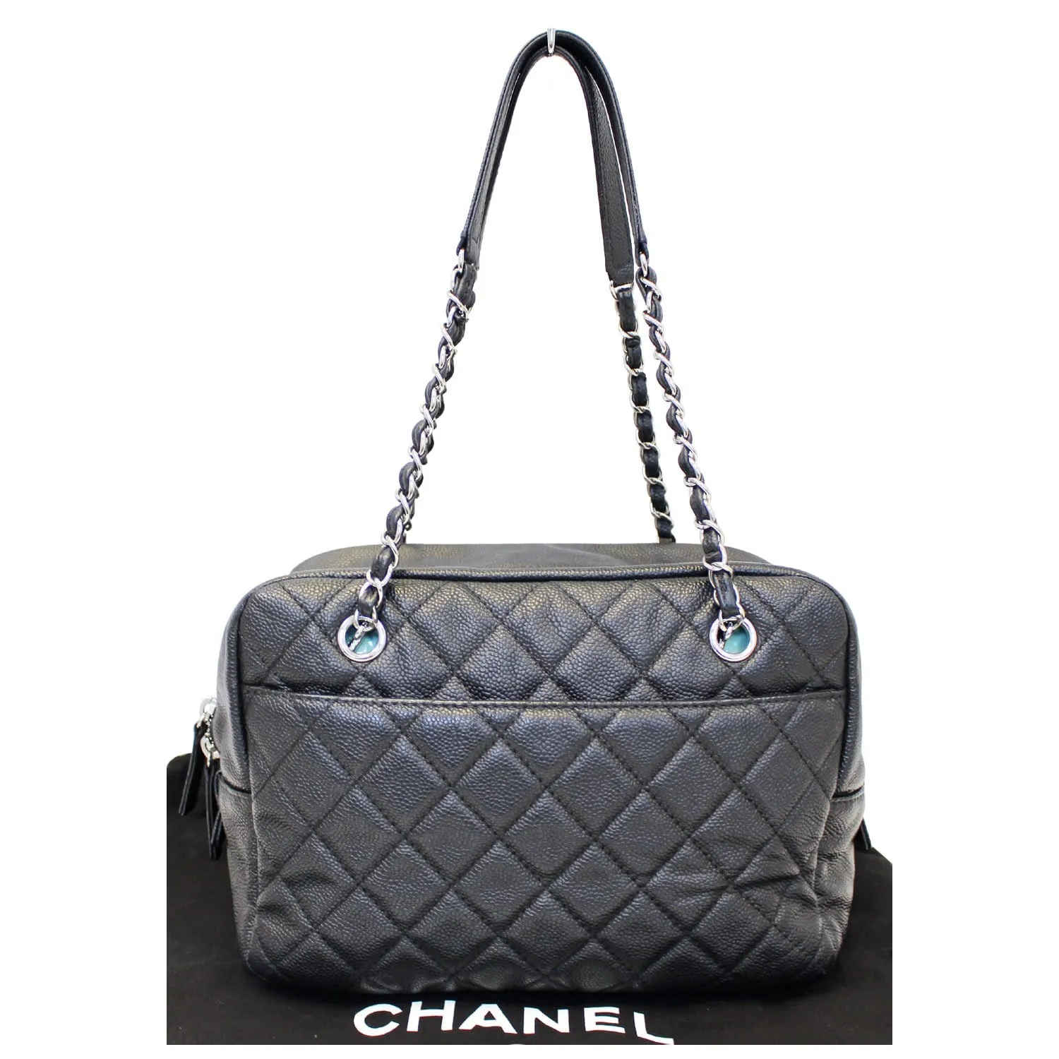 CHANEL Camera Case Quilted Caviar Leather Medium Flap Shoulder Bag
