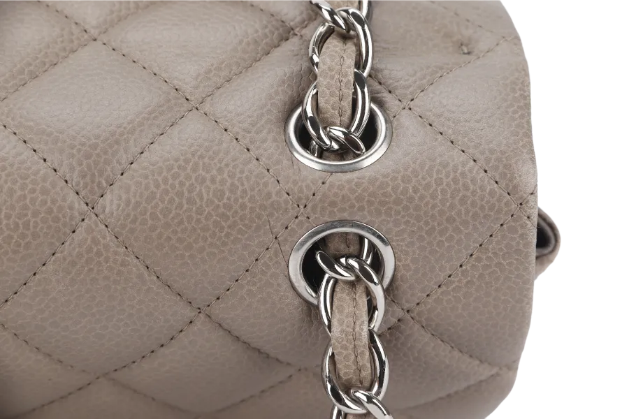 CHANEL CLASSIC DOUBLE FLAP MAXI (1444xxxx) BROWN CAVIAR LEATHER SILVER HARDWARE WITH CARD AND DUST COVER