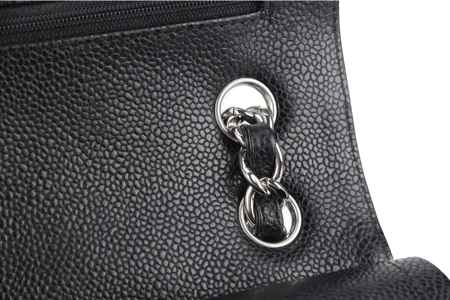 CHANEL CLASSIC FLAP JUMBO (1524xxxx) BLACK CAVIAR SILVER HARDWARE WITH CARD AND DUST COVER