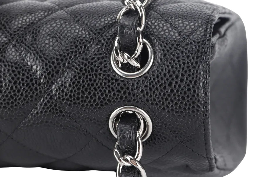 CHANEL CLASSIC FLAP JUMBO (1524xxxx) BLACK CAVIAR SILVER HARDWARE WITH CARD AND DUST COVER
