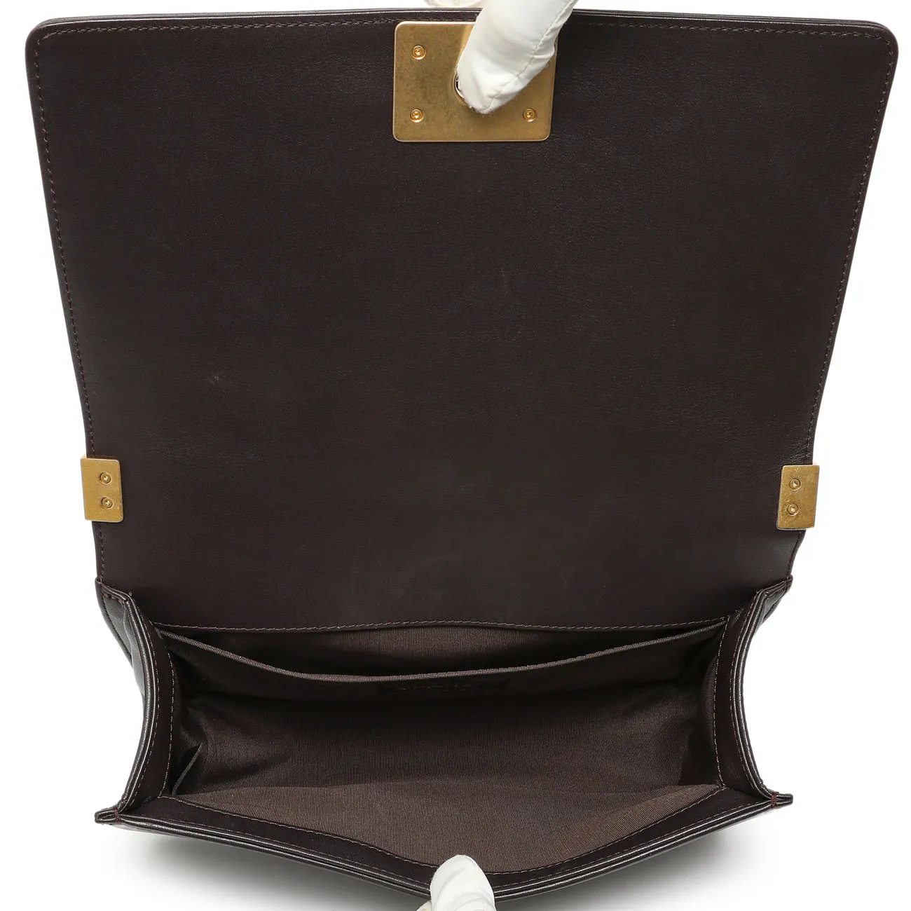 Chanel Dark Brown Quilted Calfskin Medium Boy Bag