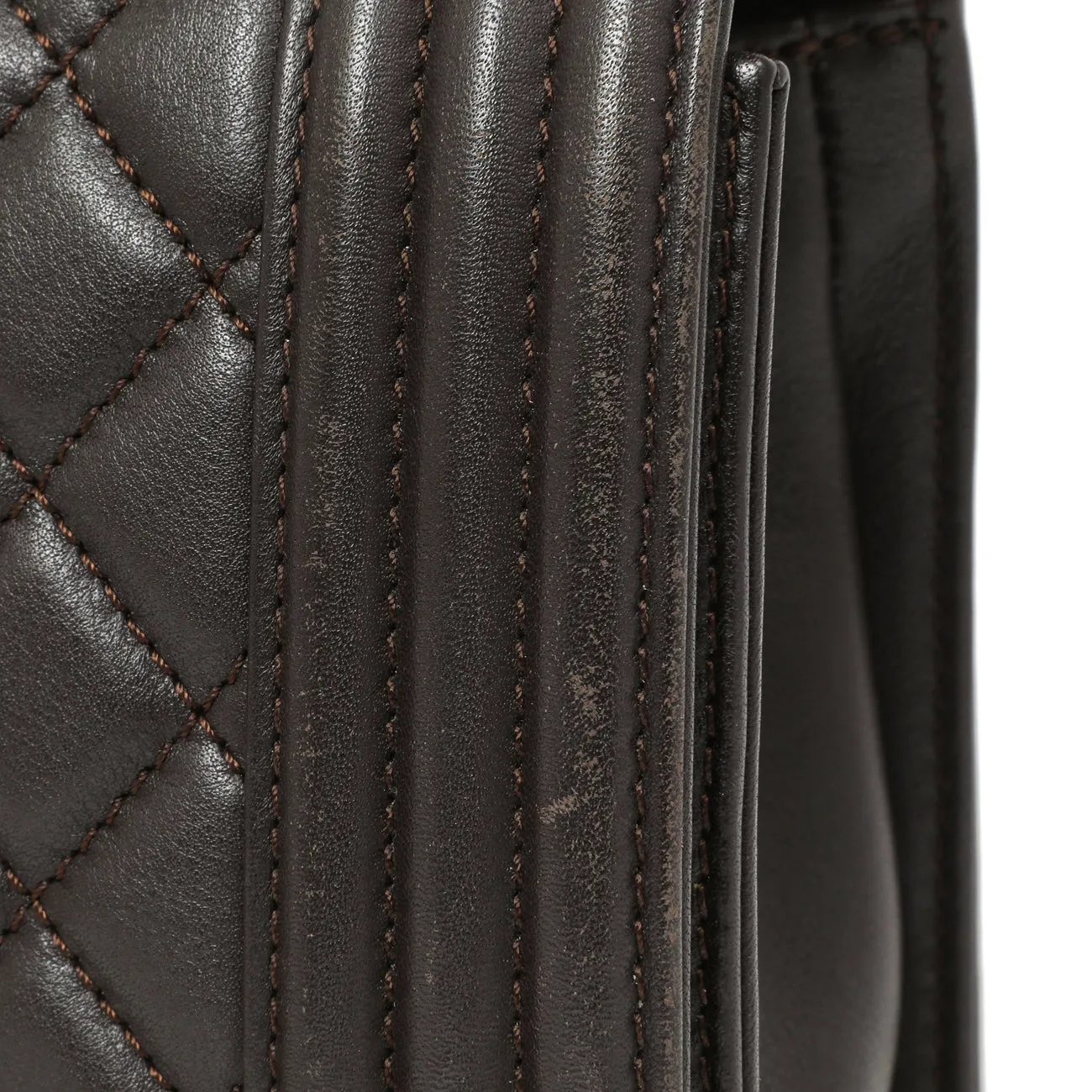 Chanel Dark Brown Quilted Calfskin Medium Boy Bag