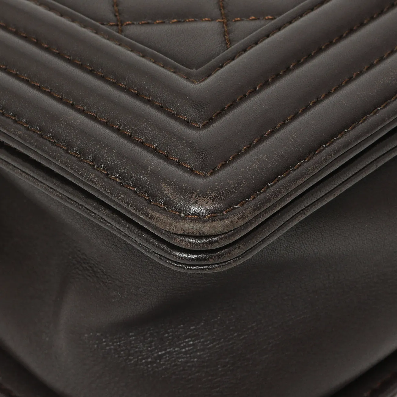 Chanel Dark Brown Quilted Calfskin Medium Boy Bag