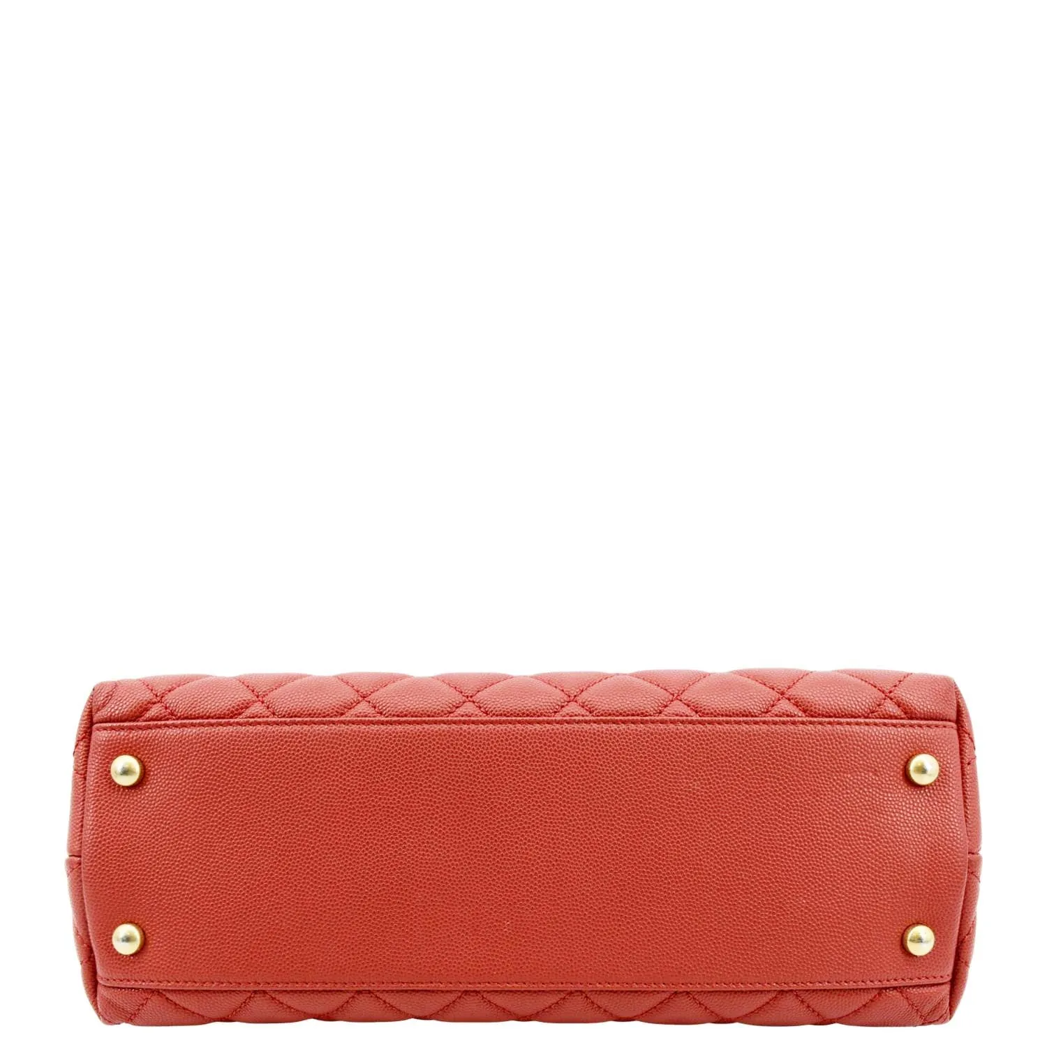 CHANEL Medium Coco Quilted Caviar Leather Top Handle Shoulder Bag Red