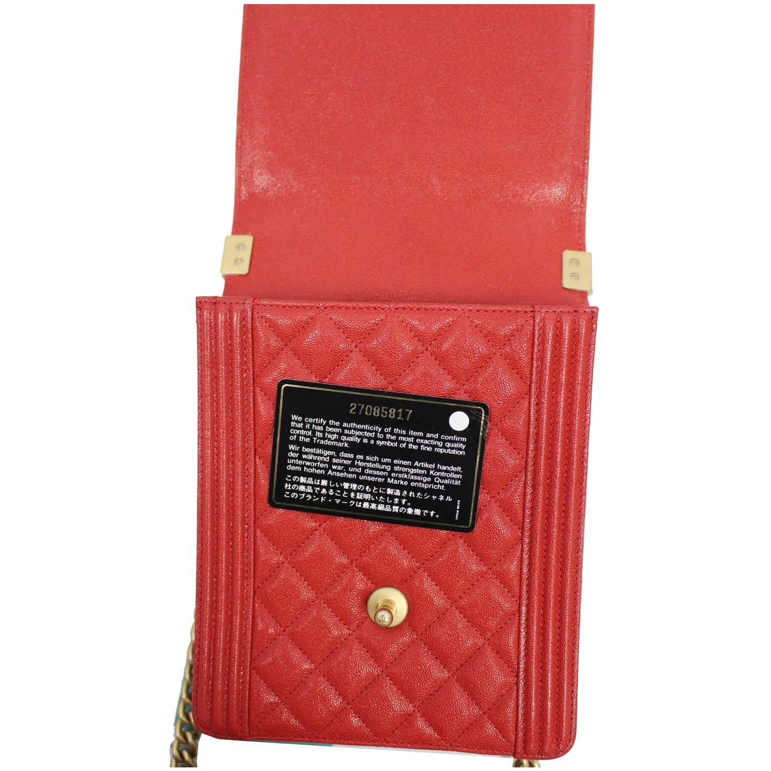 CHANEL North South Boy Quilted Caviar Leather Crossbody Bag Red