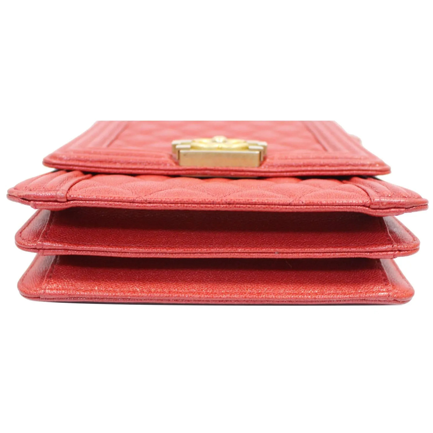 CHANEL North South Boy Quilted Caviar Leather Crossbody Bag Red