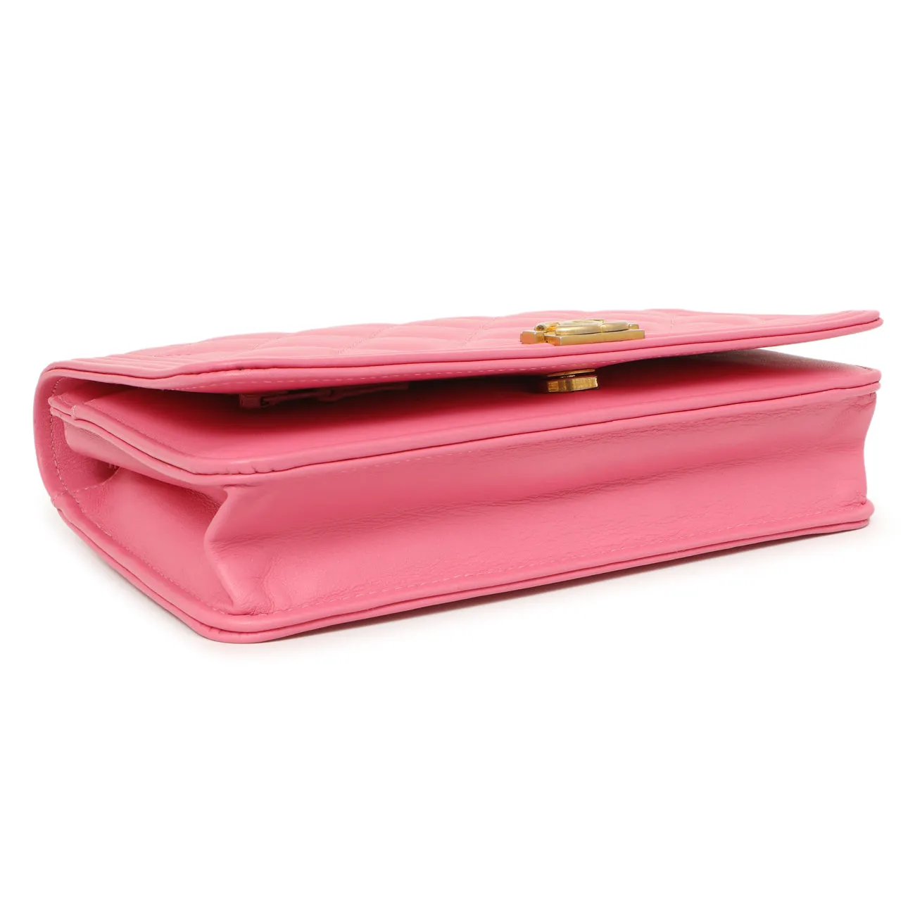 Chanel Pink Quilted Calfskin Boy Wallet on Chain