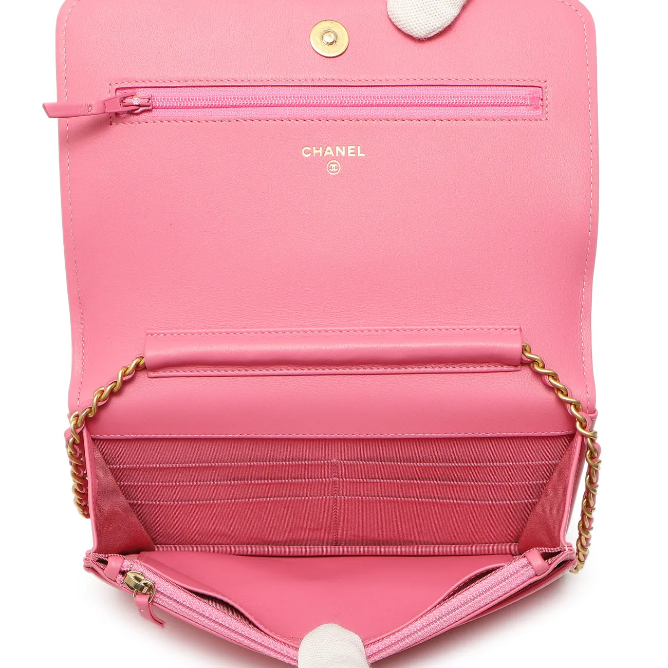 Chanel Pink Quilted Calfskin Boy Wallet on Chain