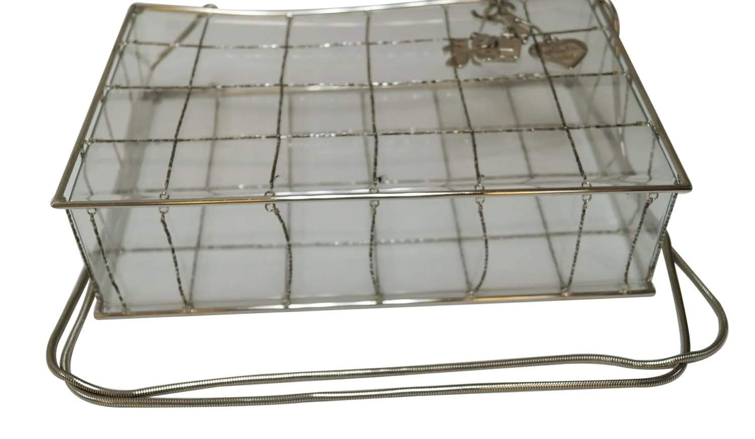 CHANEL Plastic Box Chain Grid Clear Shoulder Bag Rare