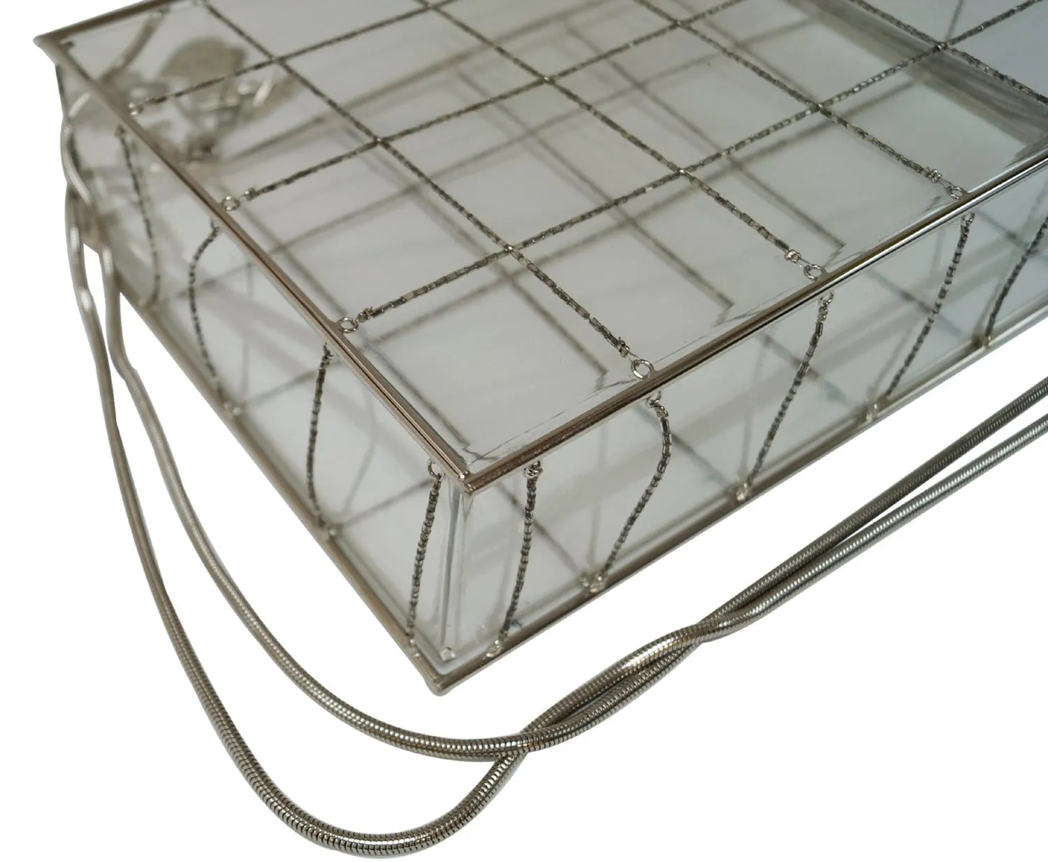 CHANEL Plastic Box Chain Grid Clear Shoulder Bag Rare