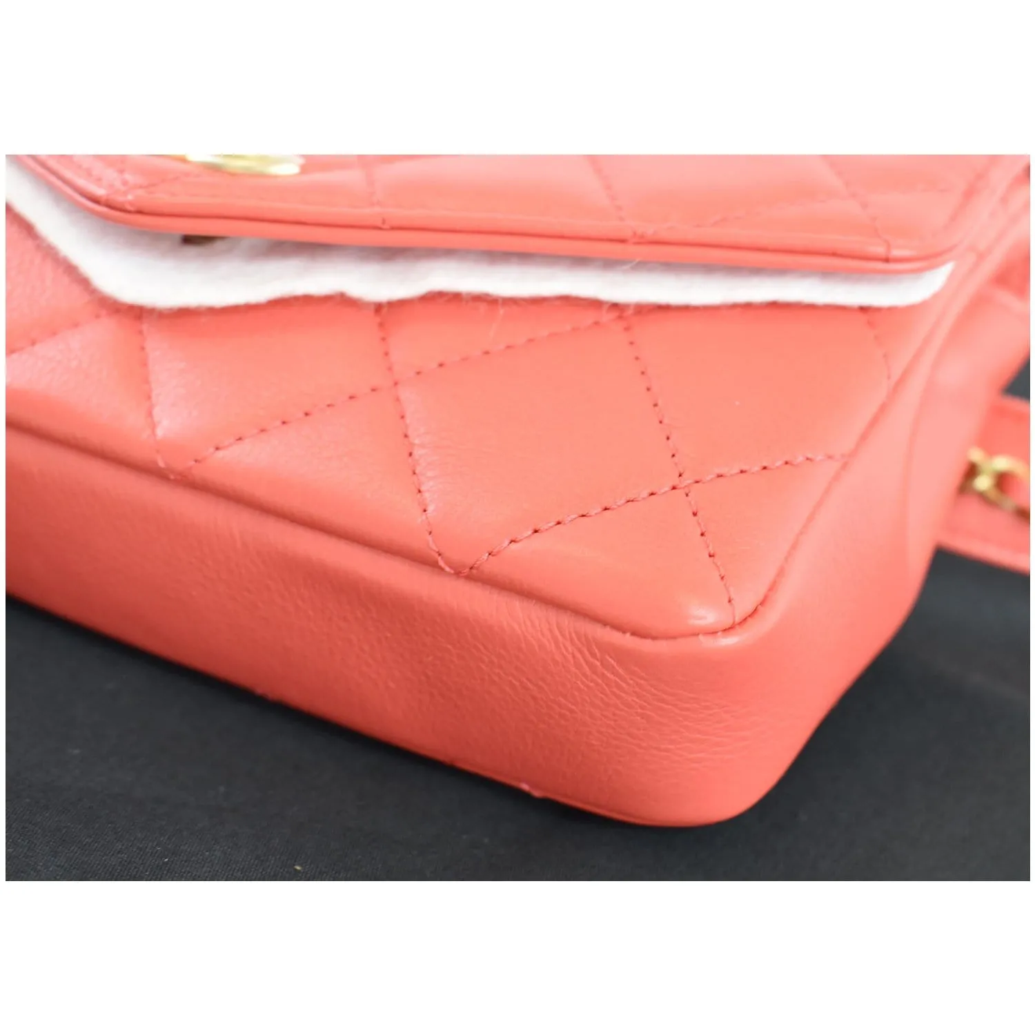 CHANEL Quilted Flap Calfskin Leather Chain Belt Waist Bag Red