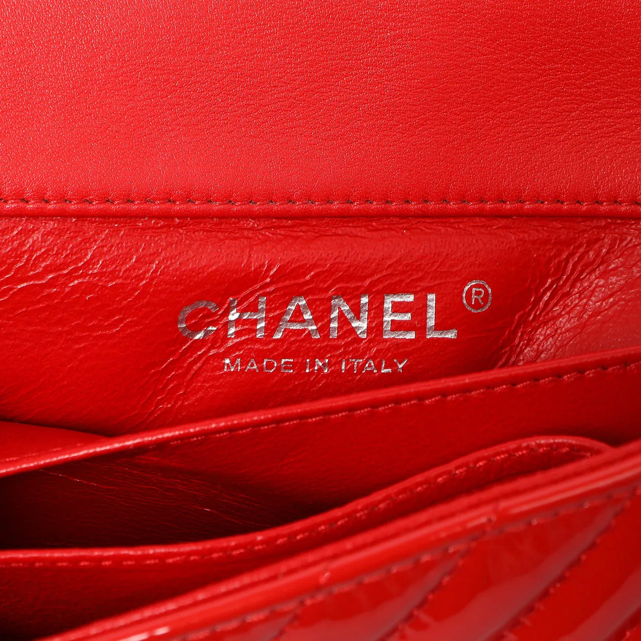 Chanel Red Patent Chevron Extra Mini Rectangular Flap