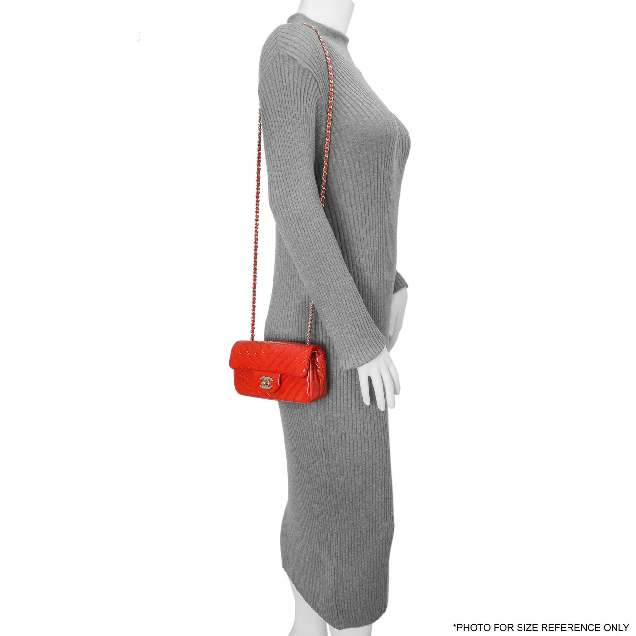 Chanel Red Patent Chevron Extra Mini Rectangular Flap