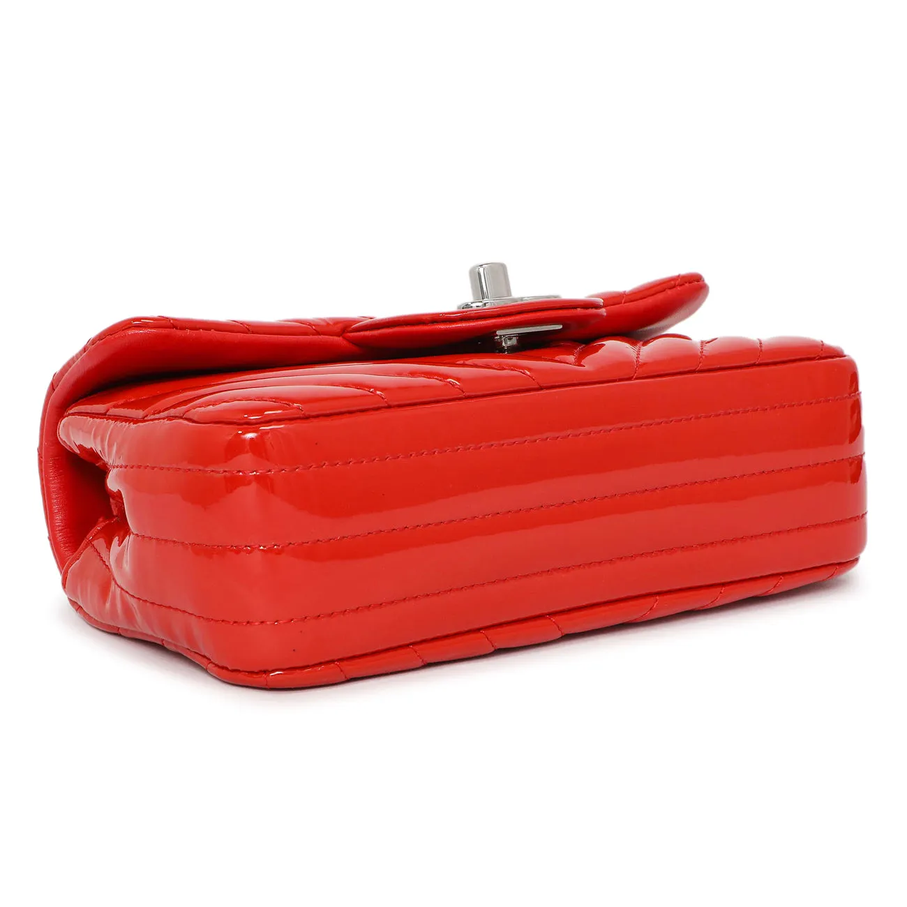 Chanel Red Patent Chevron Extra Mini Rectangular Flap