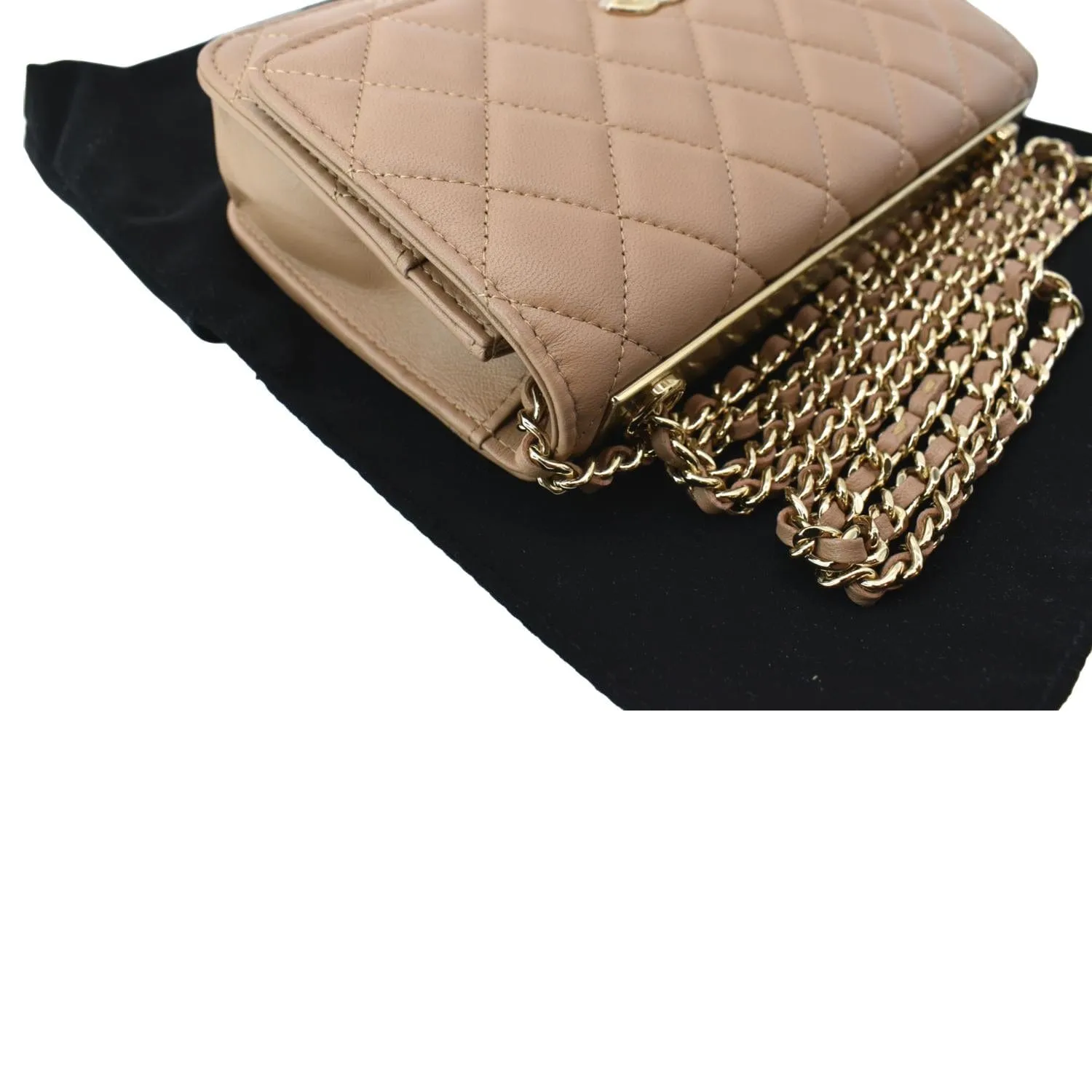 CHANEL Trendy CC Lambskin Leather Wallet On Chain Crossbody Bag Brown