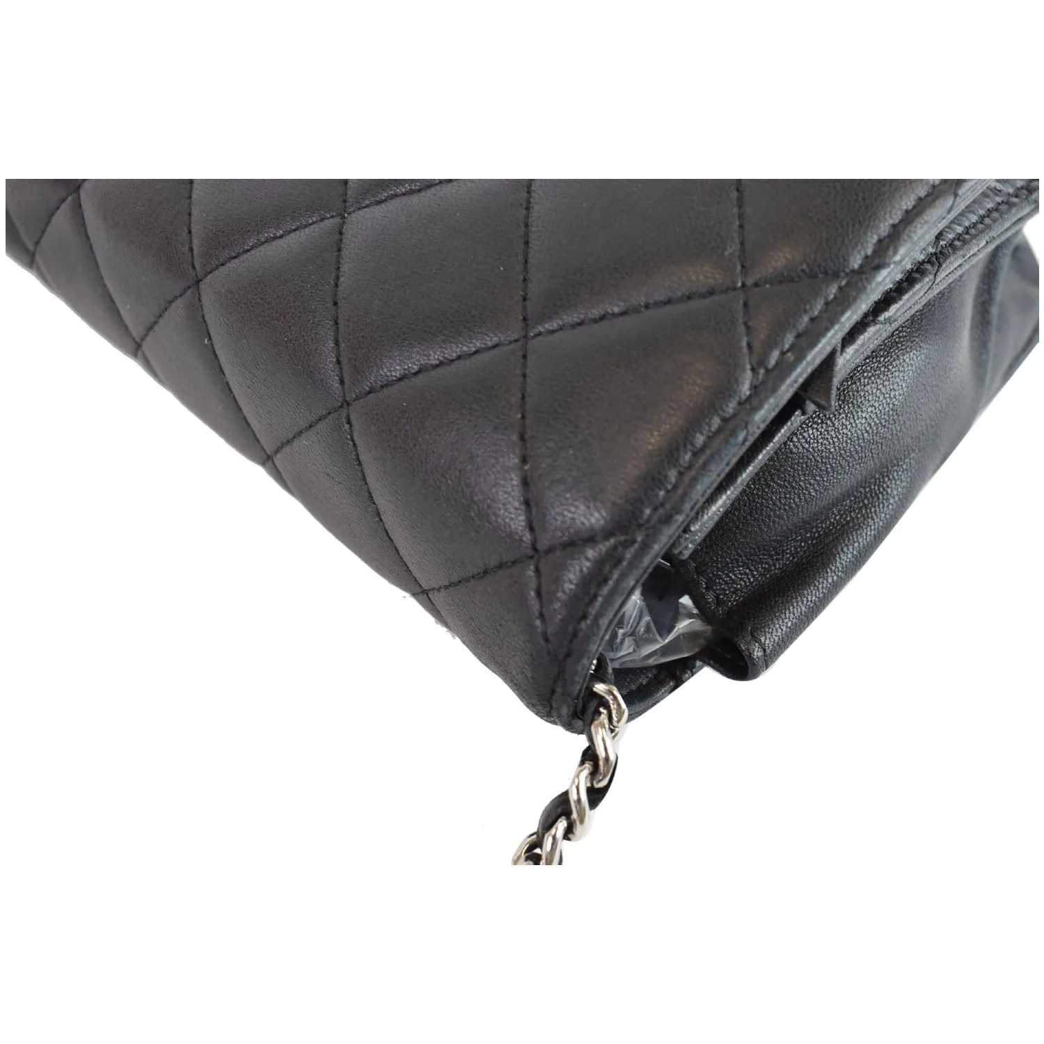 CHANEL Wallet On Chain Lambskin Leather WOC Crossbody Bag Black