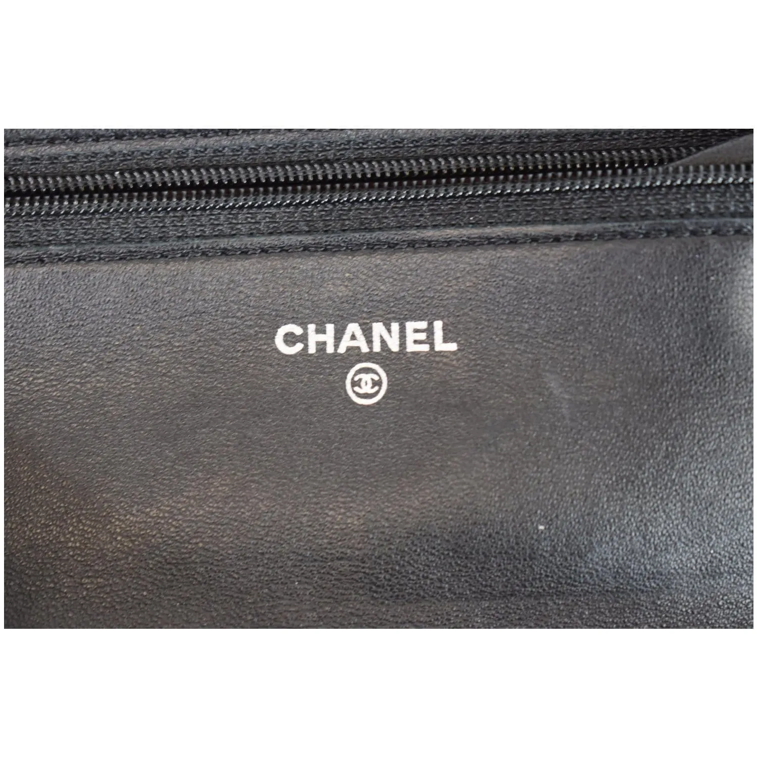 CHANEL Wallet On Chain Lambskin Leather WOC Crossbody Bag Black