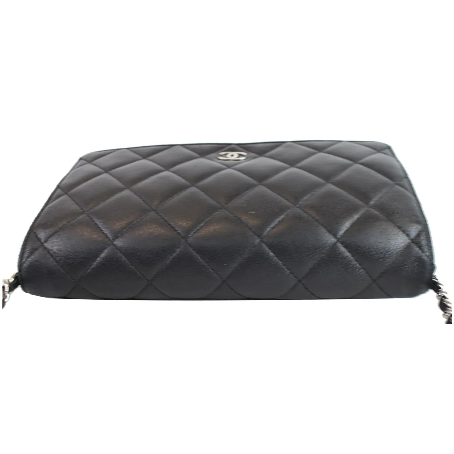 CHANEL Wallet On Chain Lambskin Leather WOC Crossbody Bag Black