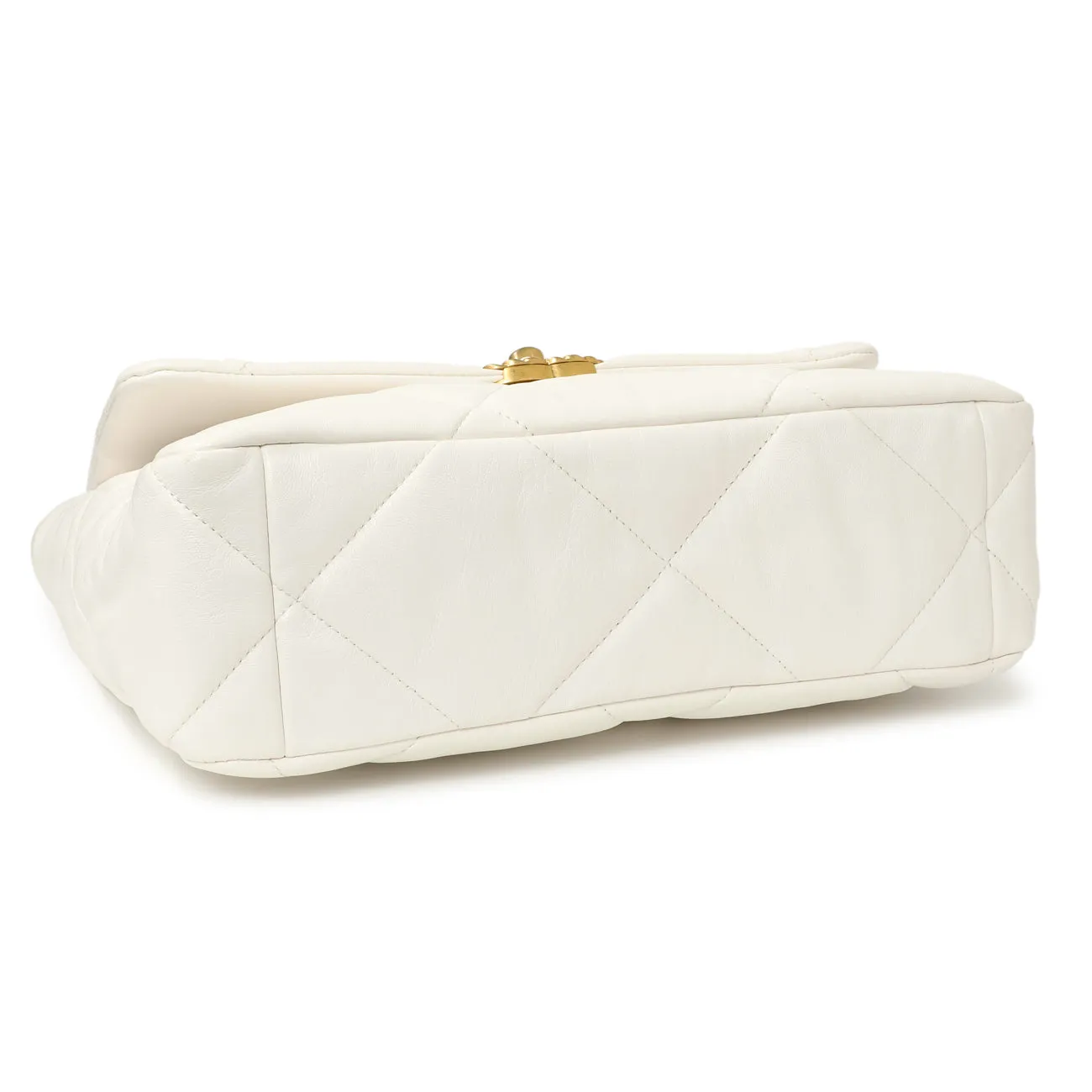 Chanel White Quilted Lambskin Large 19 Flap