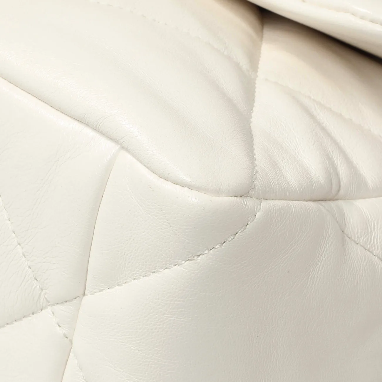 Chanel White Quilted Lambskin Large 19 Flap
