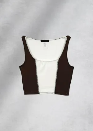 Charlotte Contrast Crop Top - Brown
