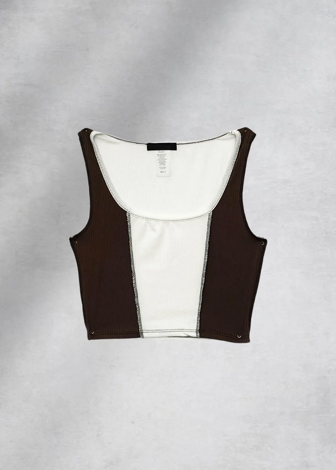 Charlotte Contrast Crop Top - Brown