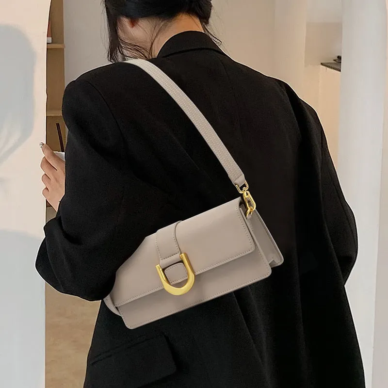 Chic Snap-Shut Leather Crossbody Bag Shoulder Bag for Women - One Size
