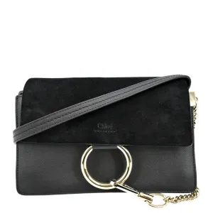 CHLOE Faye Small Suede Leather Shoulder Bag Black