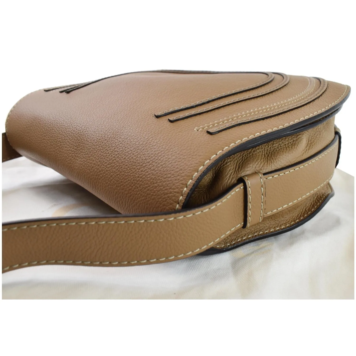 CHLOE Marcie Medium Pebbled Leather Crossbody Bag Brown